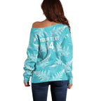New Zealand Silver Fern Rugby Custom Off Shoulder Sweater Go Aotearoa Champions Turquoise Version - Aussie Hoodie