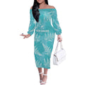 New Zealand Silver Fern Rugby Custom Off The Shoulder Long Sleeve Dress Go Aotearoa Champions Turquoise Version - Aussie Hoodie