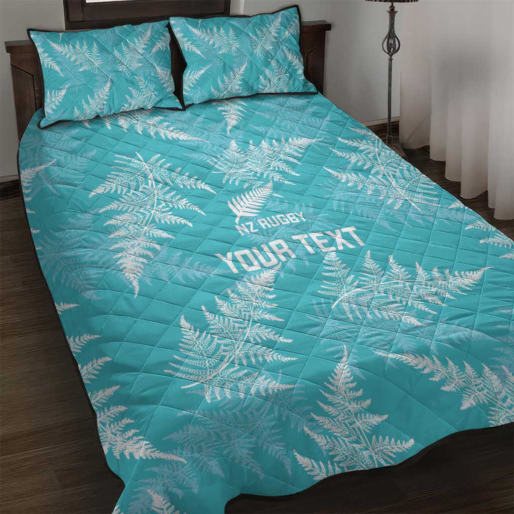 New Zealand Silver Fern Rugby Custom Quilt Bed Set Go Aotearoa Champions Turquoise Version - Aussie Hoodie