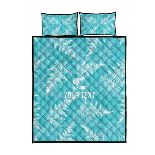 New Zealand Silver Fern Rugby Custom Quilt Bed Set Go Aotearoa Champions Turquoise Version - Aussie Hoodie