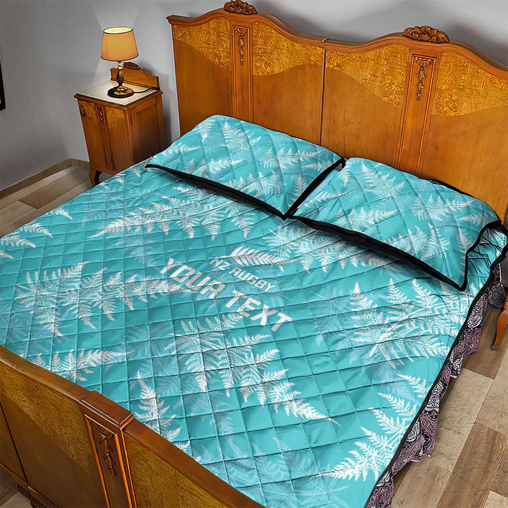 New Zealand Silver Fern Rugby Custom Quilt Bed Set Go Aotearoa Champions Turquoise Version - Aussie Hoodie