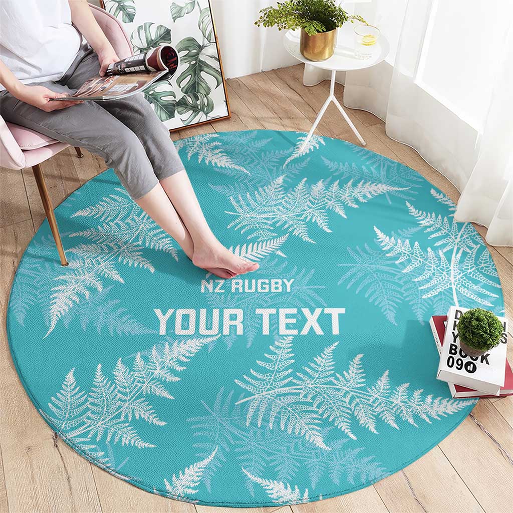 New Zealand Silver Fern Rugby Custom Round Carpet Go Aotearoa Champions Turquoise Version - Aussie Hoodie