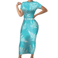 New Zealand Silver Fern Rugby Custom Short Sleeve Bodycon Dress Go Aotearoa Champions Turquoise Version - Aussie Hoodie