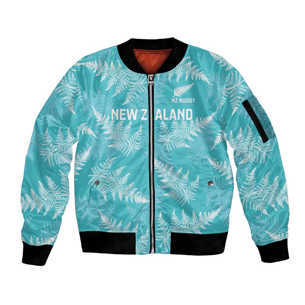 New Zealand Silver Fern Rugby Custom Sleeve Zip Bomber Jacket Go Aotearoa Champions Turquoise Version - Aussie Hoodie