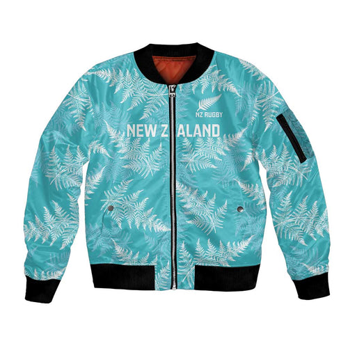 New Zealand Silver Fern Rugby Custom Sleeve Zip Bomber Jacket Go Aotearoa Champions Turquoise Version - Aussie Hoodie