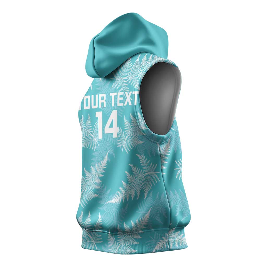 New Zealand Silver Fern Rugby Custom Sleeveless Hoodie Go Aotearoa Champions Turquoise Version - Aussie Hoodie