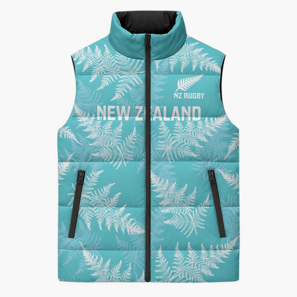 New Zealand Silver Fern Rugby Custom Sleeveless Puffer Jacket Go Aotearoa Champions Turquoise Version - Aussie Hoodie