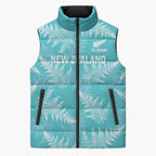 New Zealand Silver Fern Rugby Custom Sleeveless Puffer Jacket Go Aotearoa Champions Turquoise Version - Aussie Hoodie