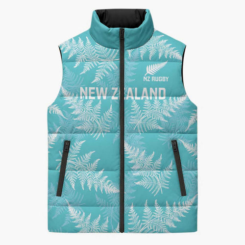 New Zealand Silver Fern Rugby Custom Sleeveless Puffer Jacket Go Aotearoa Champions Turquoise Version - Aussie Hoodie