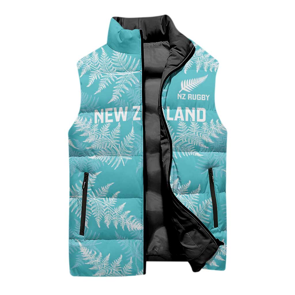 New Zealand Silver Fern Rugby Custom Sleeveless Puffer Jacket Go Aotearoa Champions Turquoise Version - Aussie Hoodie