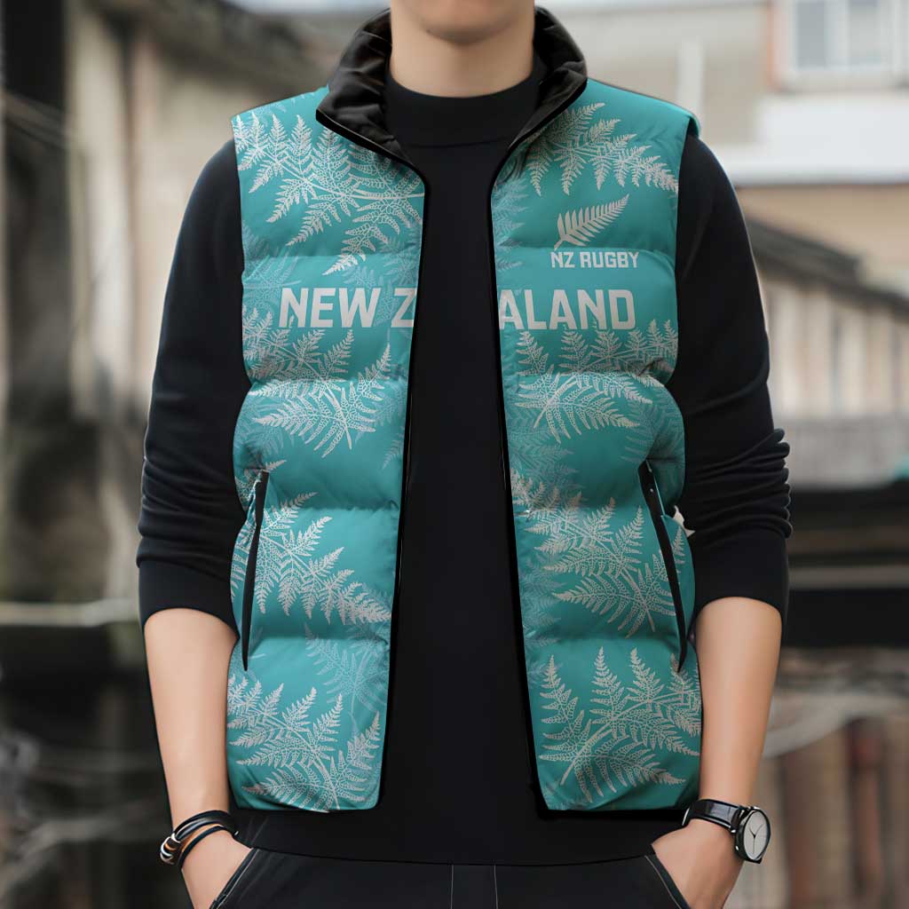 New Zealand Silver Fern Rugby Custom Sleeveless Puffer Jacket Go Aotearoa Champions Turquoise Version - Aussie Hoodie