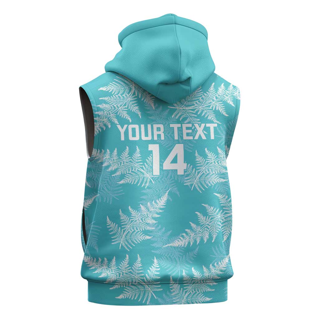 New Zealand Silver Fern Rugby Custom Sleeveless Zip Hoodie Go Aotearoa Champions Turquoise Version - Aussie Hoodie