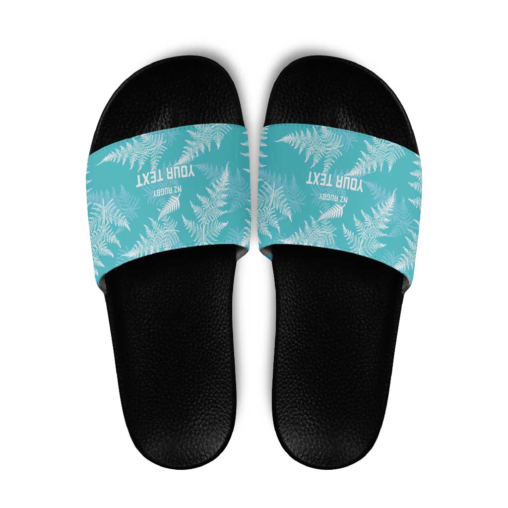 New Zealand Silver Fern Rugby Custom Slide Sandals Go Aotearoa Champions Turquoise Version - Aussie Hoodie