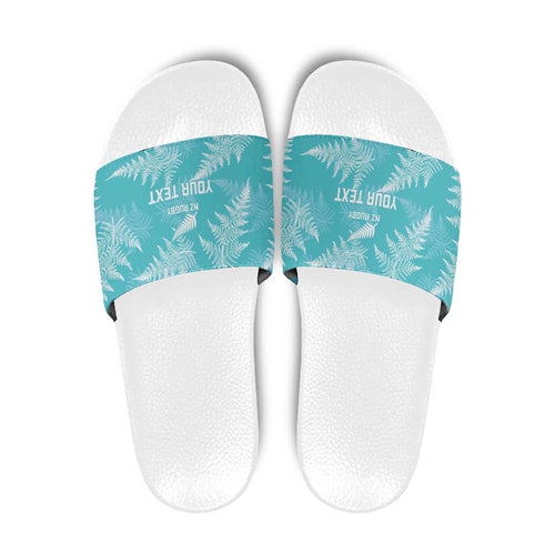 New Zealand Silver Fern Rugby Custom Slide Sandals Go Aotearoa Champions Turquoise Version - Aussie Hoodie