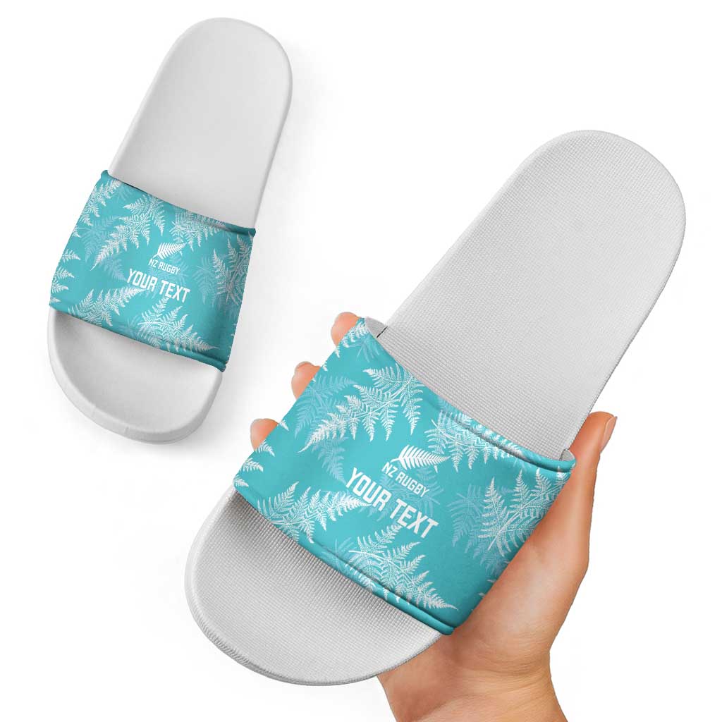 New Zealand Silver Fern Rugby Custom Slide Sandals Go Aotearoa Champions Turquoise Version - Aussie Hoodie