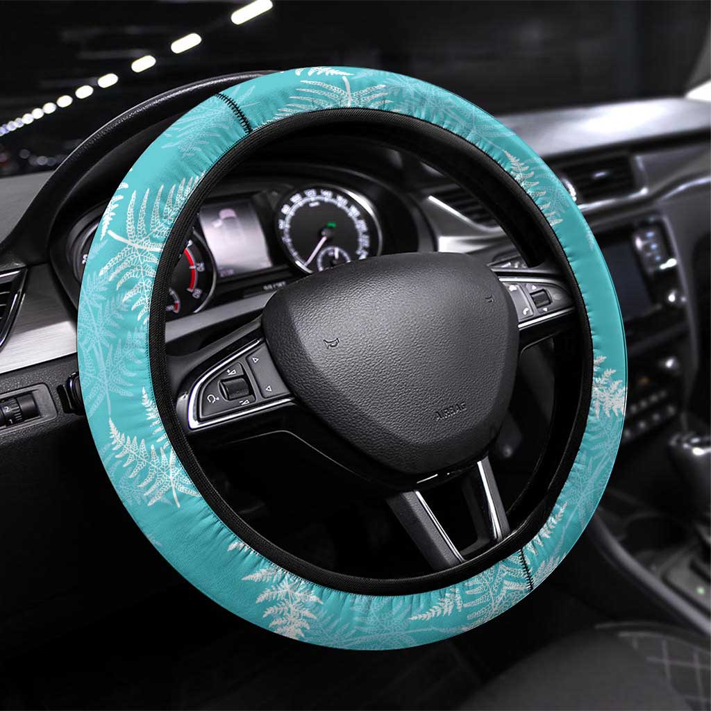New Zealand Silver Fern Rugby Steering Wheel Cover Go Aotearoa Champions Turquoise Version - Aussie Hoodie