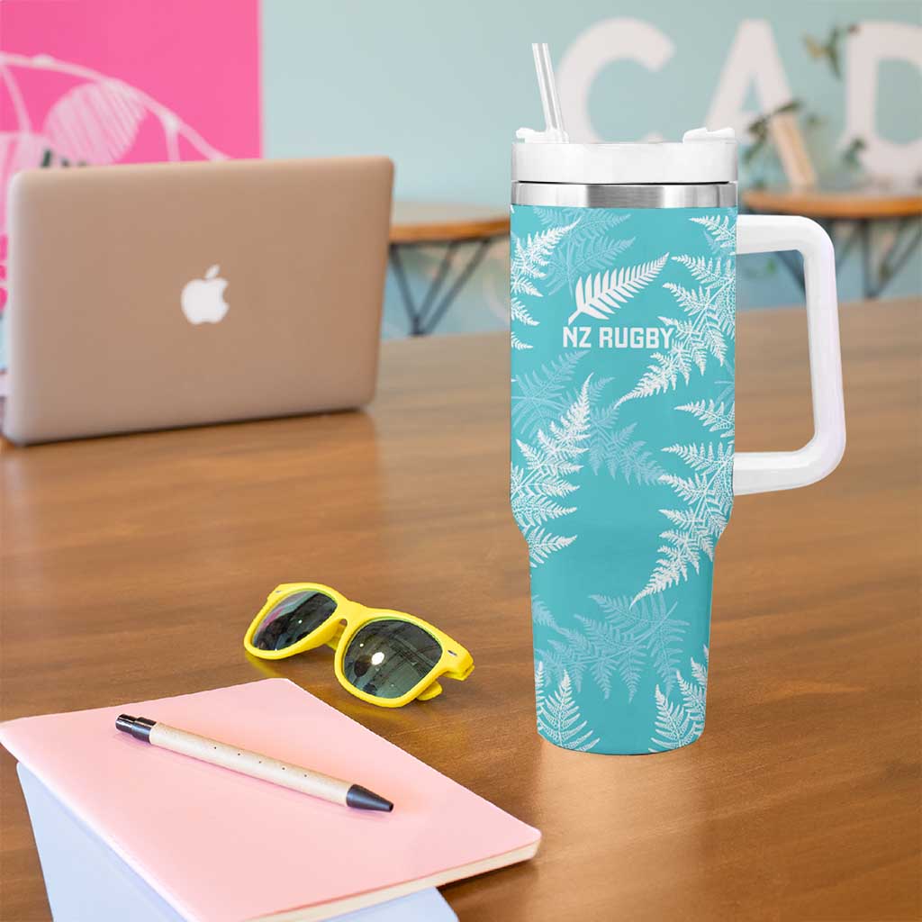 New Zealand Silver Fern Rugby Custom Tumbler With Handle Go Aotearoa Champions Turquoise Version - Aussie Hoodie