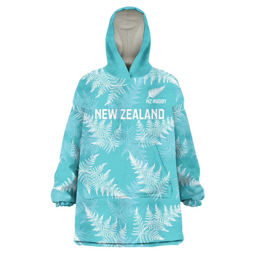 New Zealand Silver Fern Rugby Custom Wearable Blanket Hoodie Go Aotearoa Champions Turquoise Version - Aussie Hoodie