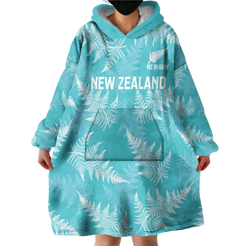 New Zealand Silver Fern Rugby Custom Wearable Blanket Hoodie Go Aotearoa Champions Turquoise Version - Aussie Hoodie