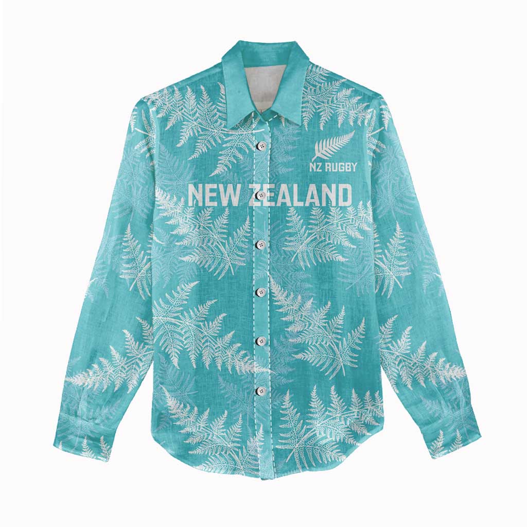 New Zealand Silver Fern Rugby Custom Women Casual Shirt Go Aotearoa Champions Turquoise Version - Aussie Hoodie