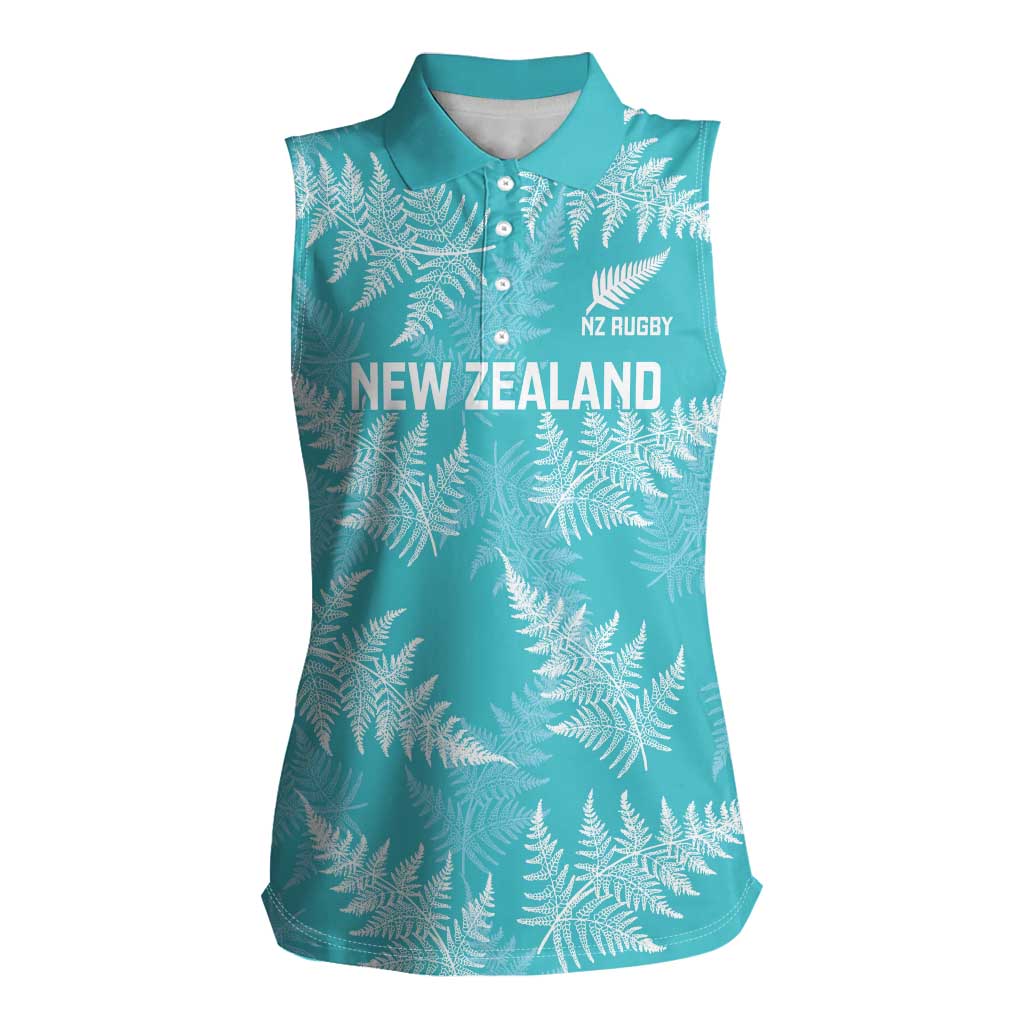 New Zealand Silver Fern Rugby Custom Women Sleeveless Polo Shirt Go Aotearoa Champions Turquoise Version - Aussie Hoodie