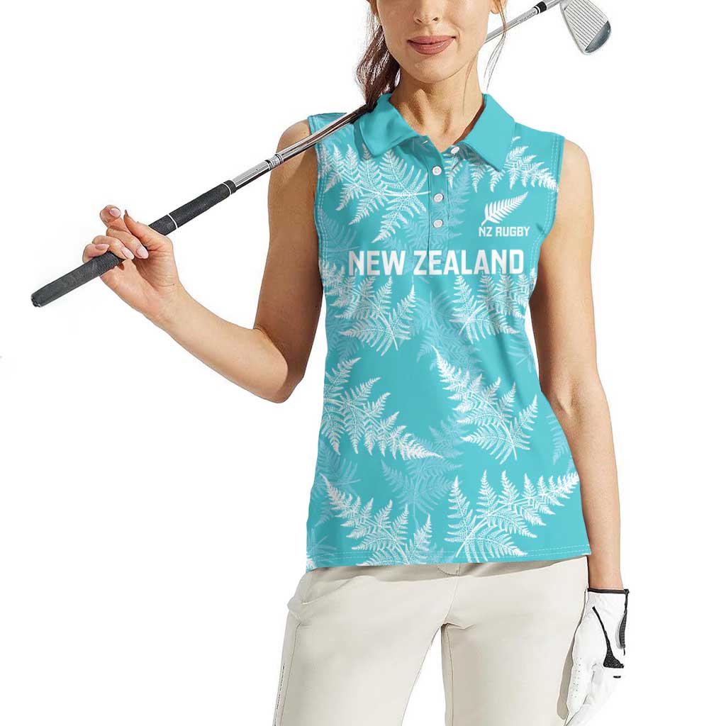 New Zealand Silver Fern Rugby Custom Women Sleeveless Polo Shirt Go Aotearoa Champions Turquoise Version - Aussie Hoodie