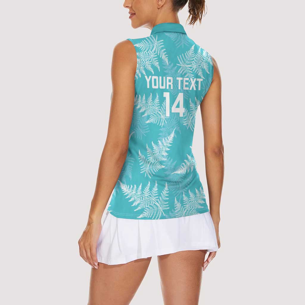 New Zealand Silver Fern Rugby Custom Women Sleeveless Polo Shirt Go Aotearoa Champions Turquoise Version - Aussie Hoodie