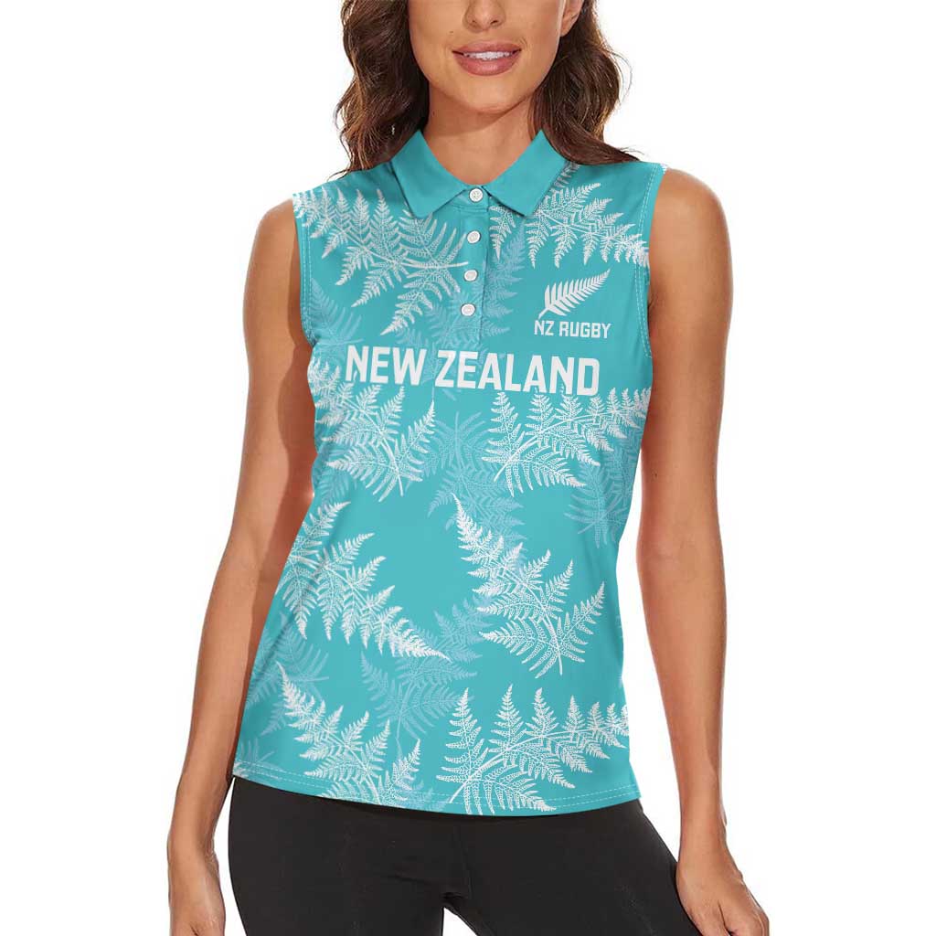 New Zealand Silver Fern Rugby Custom Women Sleeveless Polo Shirt Go Aotearoa Champions Turquoise Version - Aussie Hoodie