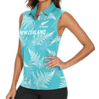 New Zealand Silver Fern Rugby Custom Women Sleeveless Polo Shirt Go Aotearoa Champions Turquoise Version - Aussie Hoodie