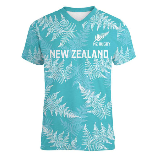 New Zealand Silver Fern Rugby Custom Women V-Neck T-Shirt Go Aotearoa Champions Turquoise Version - Aussie Hoodie
