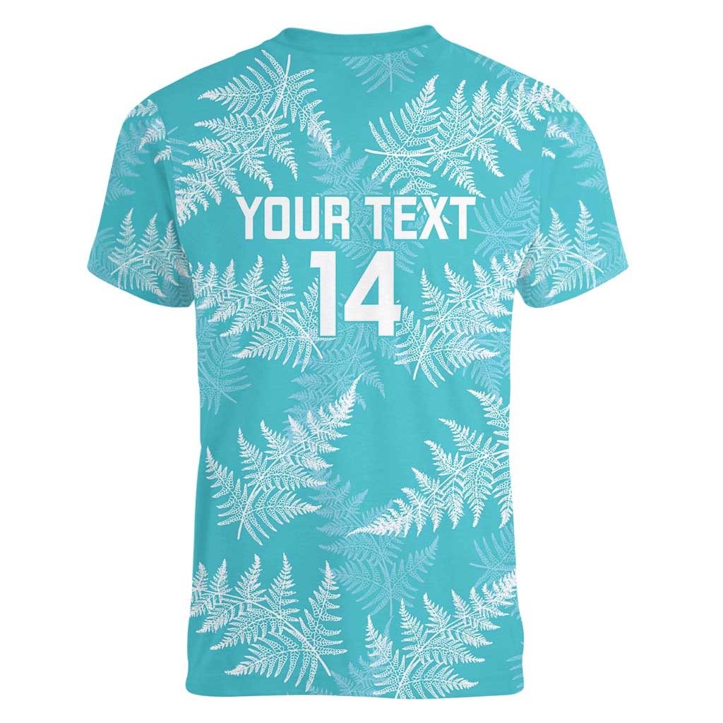 New Zealand Silver Fern Rugby Custom Women V-Neck T-Shirt Go Aotearoa Champions Turquoise Version - Aussie Hoodie