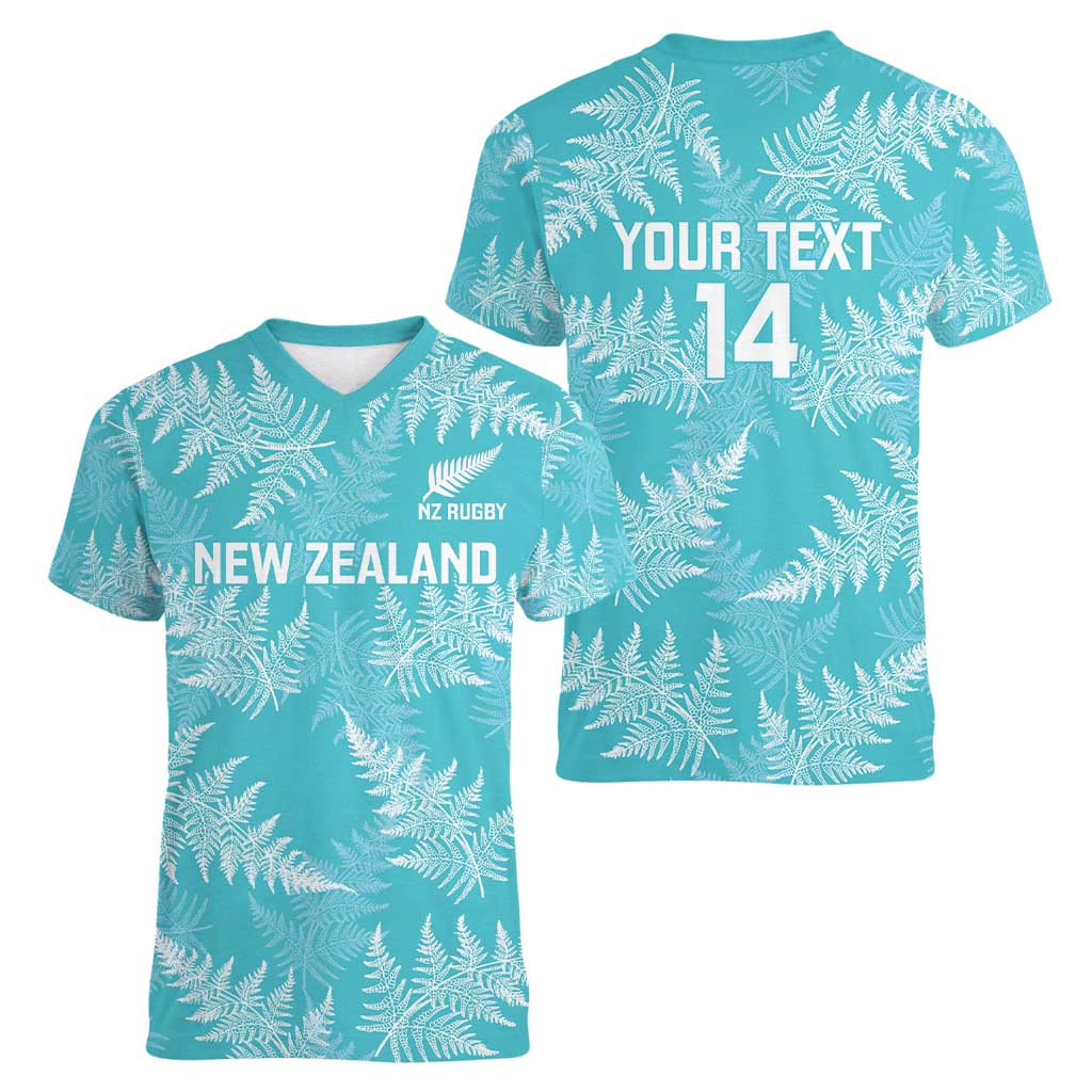 New Zealand Silver Fern Rugby Custom Women V-Neck T-Shirt Go Aotearoa Champions Turquoise Version - Aussie Hoodie