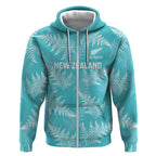 New Zealand Silver Fern Rugby Custom Zip Hoodie Go Aotearoa Champions Turquoise Version - Aussie Hoodie