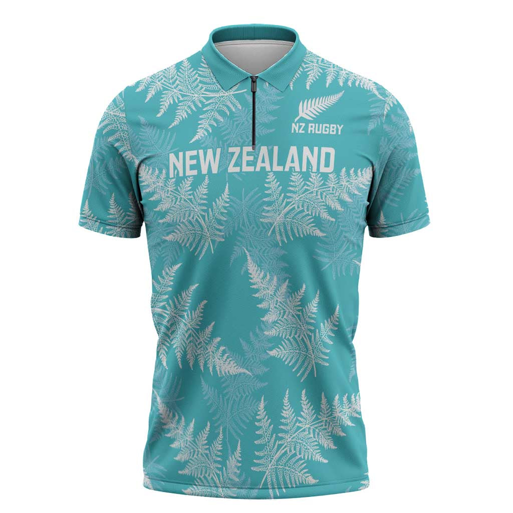 New Zealand Silver Fern Rugby Custom Zipper Polo Shirt Go Aotearoa Champions Turquoise Version - Aussie Hoodie