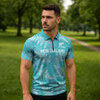 New Zealand Silver Fern Rugby Custom Zipper Polo Shirt Go Aotearoa Champions Turquoise Version - Aussie Hoodie