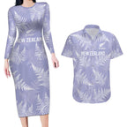 New Zealand Silver Fern Rugby Custom Couples Matching Long Sleeve Bodycon Dress and Hawaiian Shirt Go Aotearoa Champions Purple Version - Aussie Hoodie