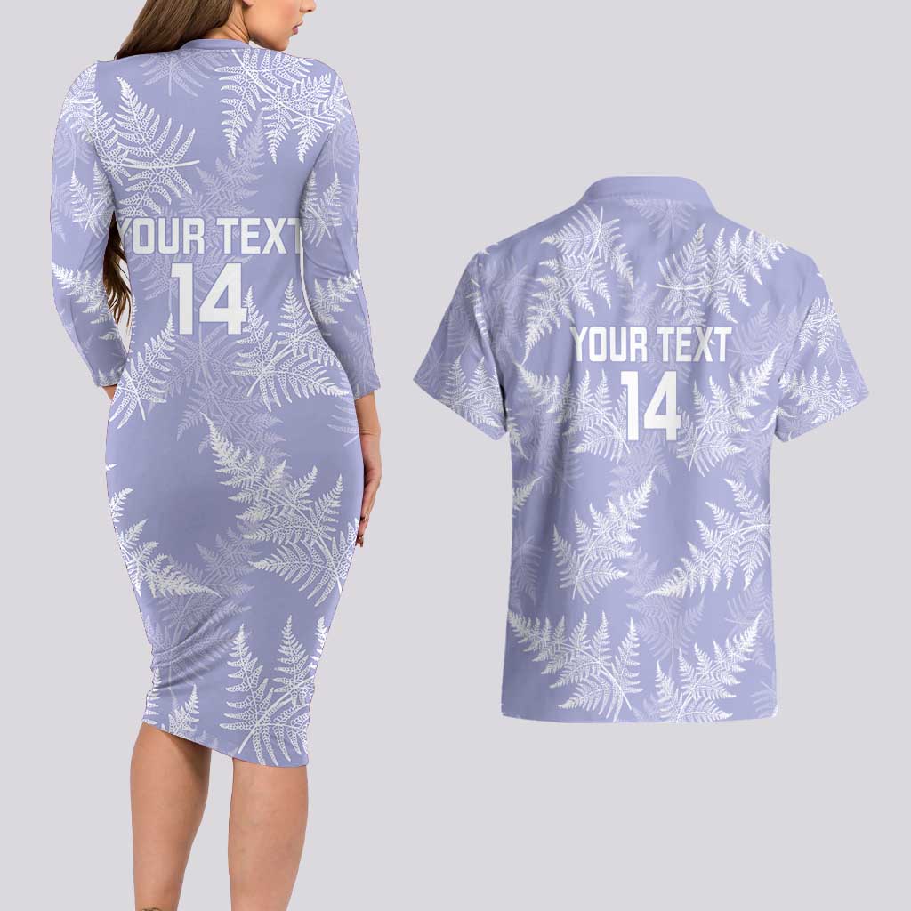 New Zealand Silver Fern Rugby Custom Couples Matching Long Sleeve Bodycon Dress and Hawaiian Shirt Go Aotearoa Champions Purple Version - Aussie Hoodie