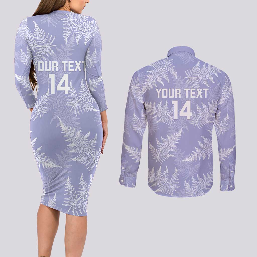 New Zealand Silver Fern Rugby Custom Couples Matching Long Sleeve Bodycon Dress and Long Sleeve Button Shirt Go Aotearoa Champions Purple Version - Aussie Hoodie