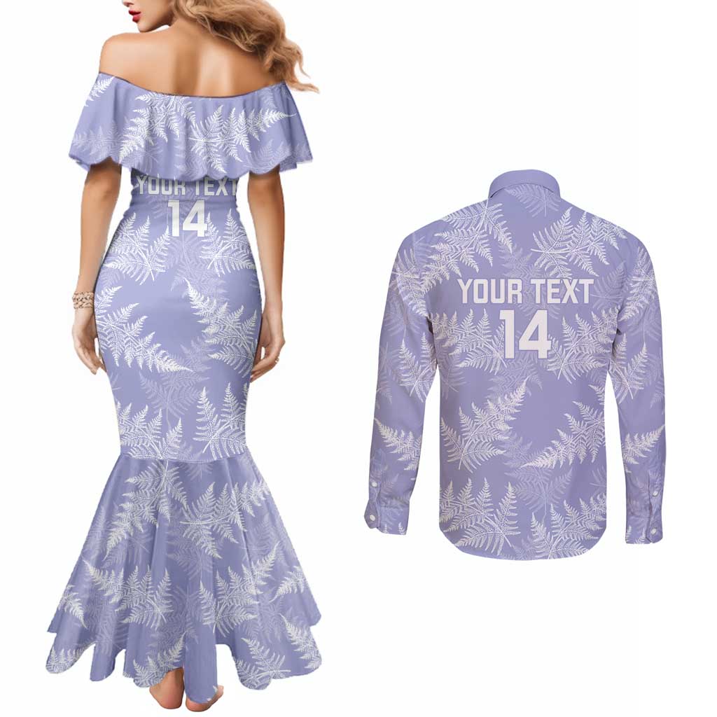 New Zealand Silver Fern Rugby Custom Couples Matching Mermaid Dress and Long Sleeve Button Shirt Go Aotearoa Champions Purple Version - Aussie Hoodie