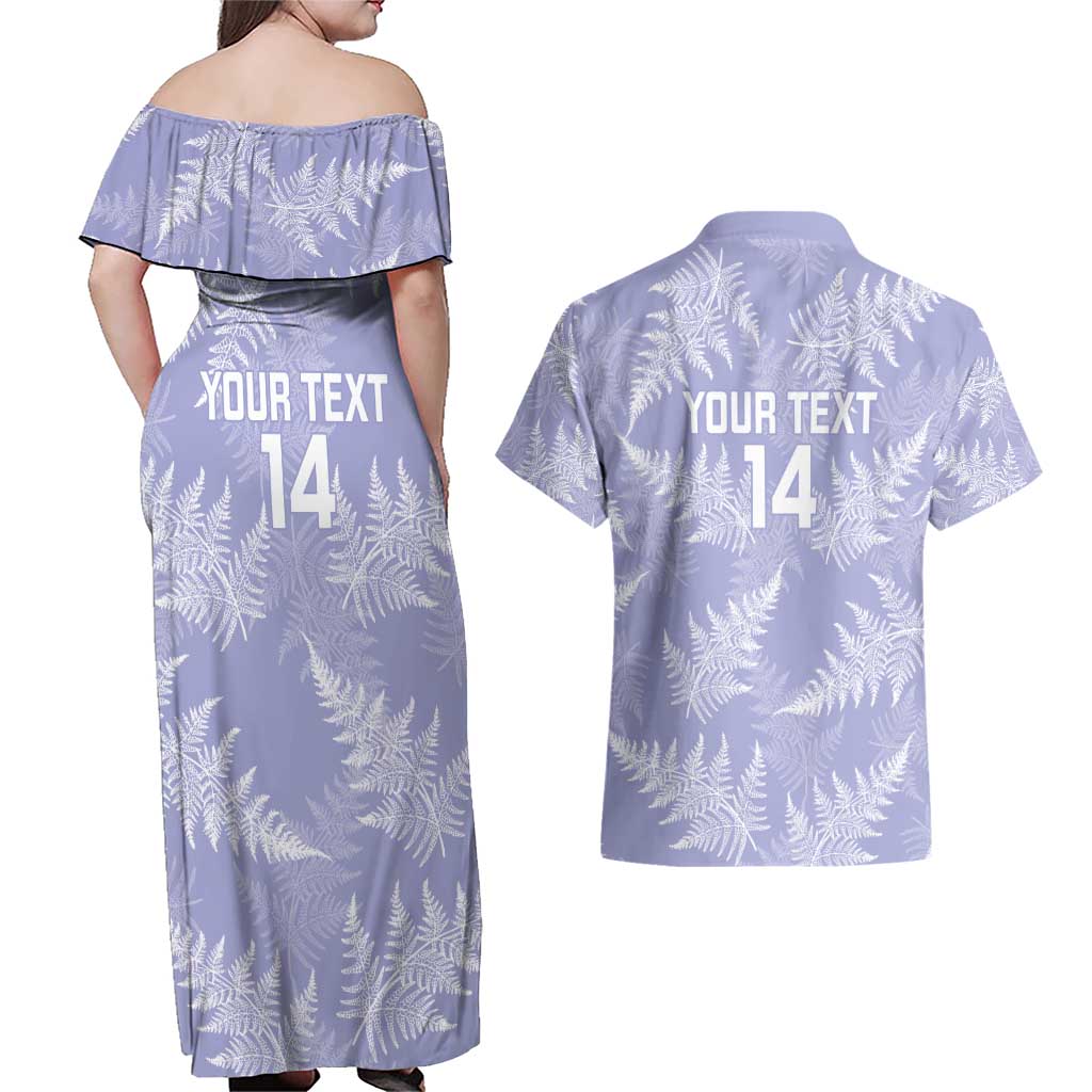 New Zealand Silver Fern Rugby Custom Couples Matching Off Shoulder Maxi Dress and Hawaiian Shirt Go Aotearoa Champions Purple Version - Aussie Hoodie