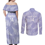 New Zealand Silver Fern Rugby Custom Couples Matching Off Shoulder Maxi Dress and Long Sleeve Button Shirt Go Aotearoa Champions Purple Version - Aussie Hoodie