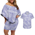 New Zealand Silver Fern Rugby Custom Couples Matching Off Shoulder Short Dress and Hawaiian Shirt Go Aotearoa Champions Purple Version - Aussie Hoodie