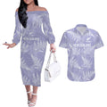 New Zealand Silver Fern Rugby Custom Couples Matching Off The Shoulder Long Sleeve Dress and Hawaiian Shirt Go Aotearoa Champions Purple Version - Aussie Hoodie