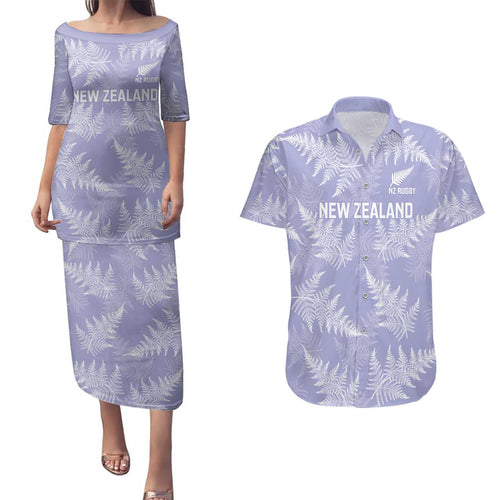 New Zealand Silver Fern Rugby Custom Couples Matching Puletasi and Hawaiian Shirt Go Aotearoa Champions Purple Version - Aussie Hoodie