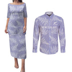 New Zealand Silver Fern Rugby Custom Couples Matching Puletasi and Long Sleeve Button Shirt Go Aotearoa Champions Purple Version - Aussie Hoodie