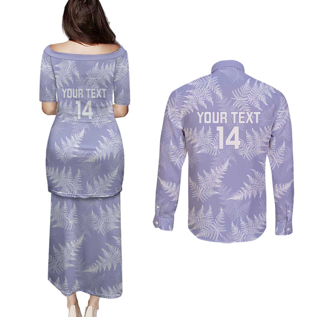 New Zealand Silver Fern Rugby Custom Couples Matching Puletasi and Long Sleeve Button Shirt Go Aotearoa Champions Purple Version - Aussie Hoodie