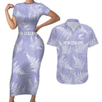 New Zealand Silver Fern Rugby Custom Couples Matching Short Sleeve Bodycon Dress and Hawaiian Shirt Go Aotearoa Champions Purple Version - Aussie Hoodie