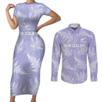 New Zealand Silver Fern Rugby Custom Couples Matching Short Sleeve Bodycon Dress and Long Sleeve Button Shirt Go Aotearoa Champions Purple Version - Aussie Hoodie