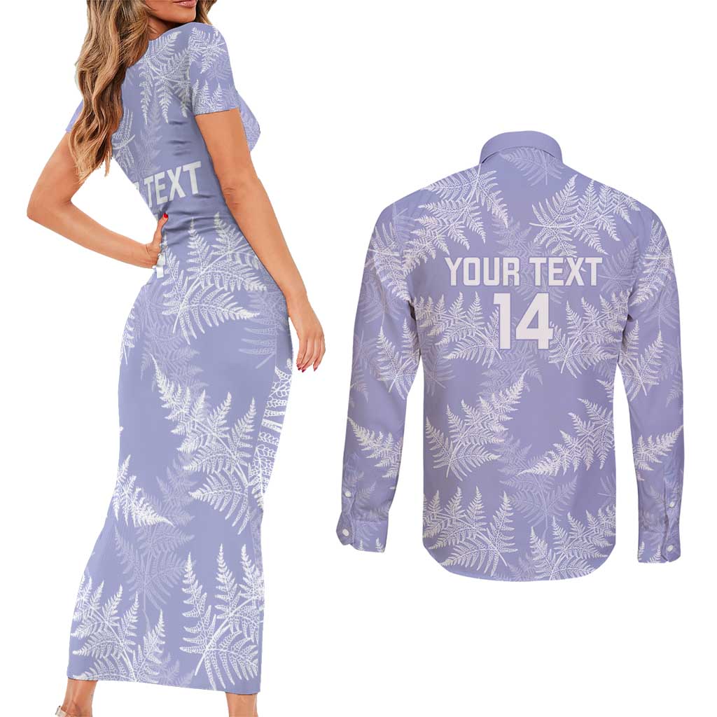 New Zealand Silver Fern Rugby Custom Couples Matching Short Sleeve Bodycon Dress and Long Sleeve Button Shirt Go Aotearoa Champions Purple Version - Aussie Hoodie