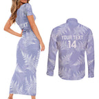 New Zealand Silver Fern Rugby Custom Couples Matching Short Sleeve Bodycon Dress and Long Sleeve Button Shirt Go Aotearoa Champions Purple Version - Aussie Hoodie